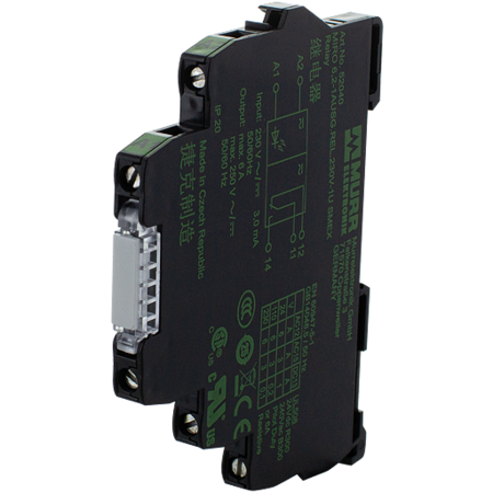 MURR ELEKTRONIK MIRO 6.2 230V-1U OUTPUT RELAY, IN: 230 VAC/DC - OUT: 250 VAC/DC / 6 A, 1 C/O  - 6, 2 mm screw term 52040